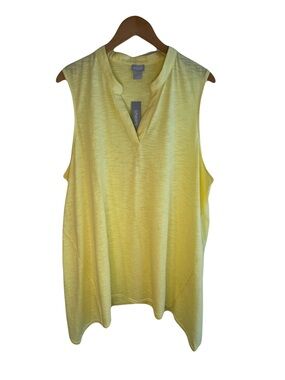 NWT Chico's Pineapple Yellow Cotton Slub Tunic Tank XXL